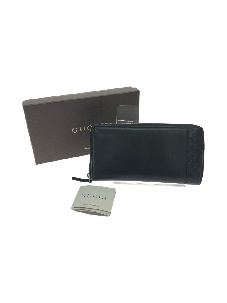 Gucci Wallet Zip Around Leather Mistral Micro Guccissima Black